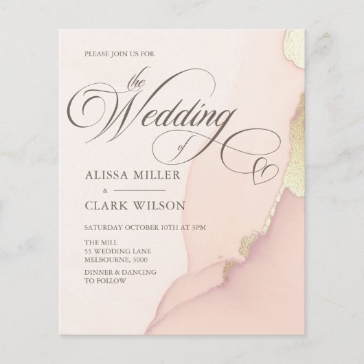 HAUSHALT Abstraktes goldfarbenes Rosa Einladung zu (Vorderseite)