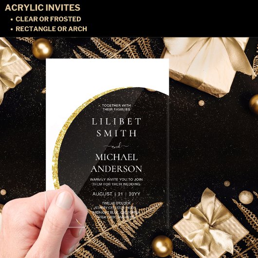 HAUSHALT Akryllische Hochzeit Moderne White Gold M Acryleinladungen