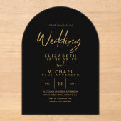 HAUSHALT Akryllischer Schwarzer Gold Text Elegante Acryleinladungen (Vorderseite)