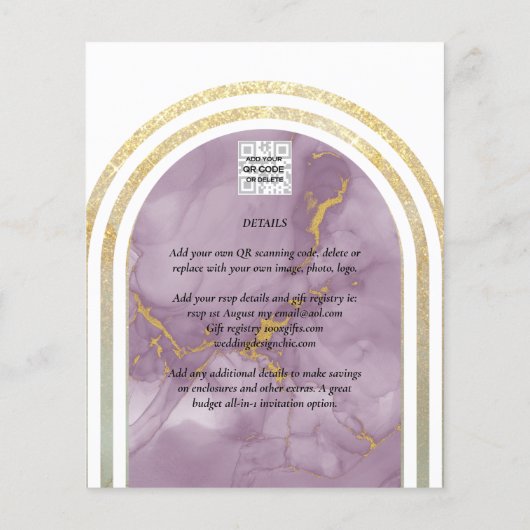 HAUSHALT - All-in-1 Gold-Rosa-Marmorarsch-Hochzeit Flyer (Hinten)