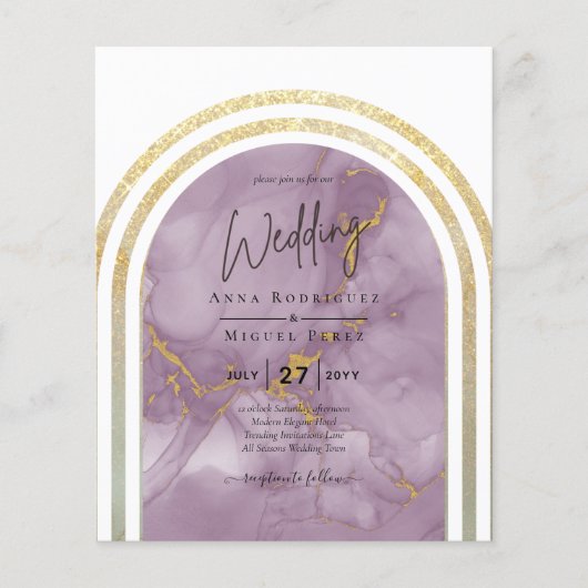 HAUSHALT - All-in-1 Gold-Rosa-Marmorarsch-Hochzeit Flyer (Vorne)