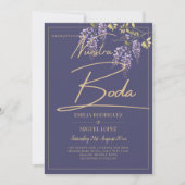 HAUSHALT - All-in-1 Wisteria Dusty Lila Gold Weddi Einladung (Vorderseite)
