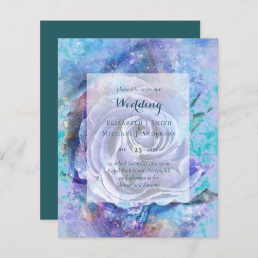 HAUSHALT Aquamarin Blue Shades Wedite Einladung (Vorne/Hinten)