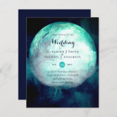 HAUSHALT Aquamarin Moon Gothic Wedding Einladung (Vorne/Hinten)