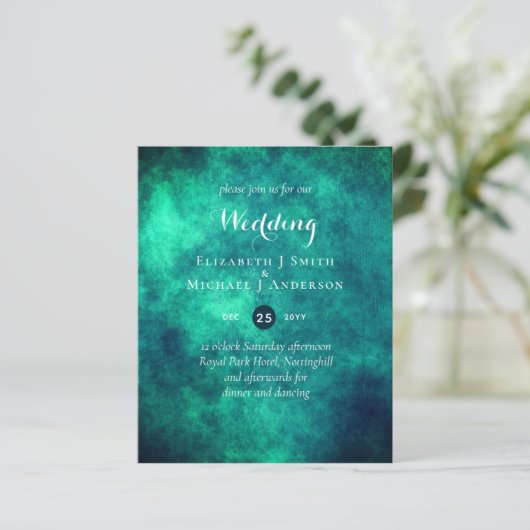 HAUSHALT Aquamarine Mystique Wedite Einladung (Stehend Vorderseite)