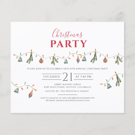 Haushalt Arbeitnehmer Weihnachts-Party Einladung (Vorderseite)