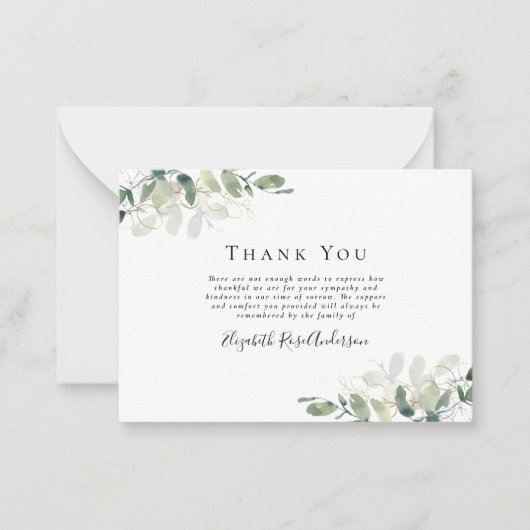 HAUSHALT Beileid Eukalyptus Beerdigung Vielen Dank Mitteilungskarte (Vorderseite)