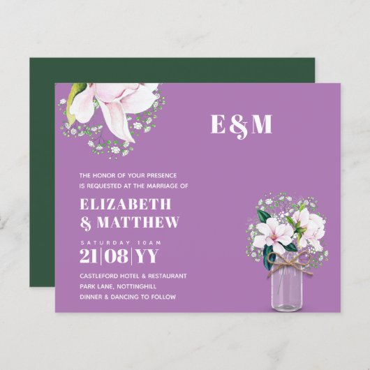 HAUSHALT Blumenrosa Magnolias Grüne Hochzeit Einla (Vorne/Hinten)