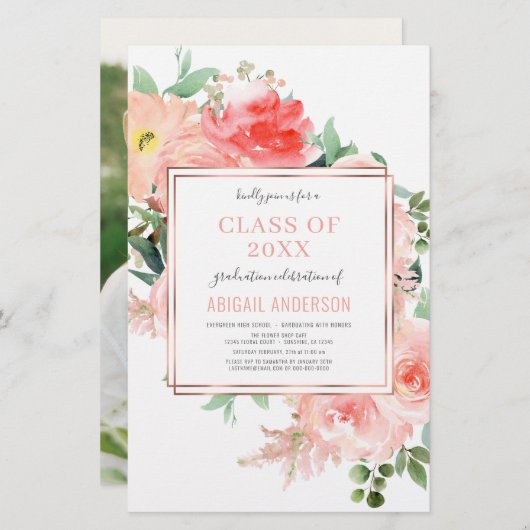 Haushalt Blumenrot 2023 Foto Grad Einladung (Vorne/Hinten)