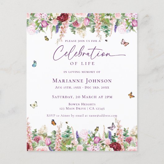 Haushalt Blumensträuße Feier des Lebens Flyer (Vorne)