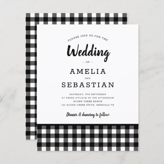 HAUSHALT Buffalo Karierte Hochzeitseinladung (Vorne/Hinten)