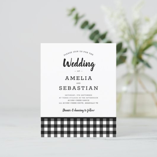 HAUSHALT Buffalo Karierte Hochzeitseinladung (Stehend Vorderseite)