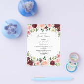 Haushalt Burgund & Rosa 4 Brautparty 2 Flyer (Einzeln)