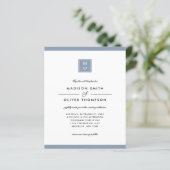 HAUSHALT Classic Elegant Dusty Blue Monogram Weddi (Stehend Vorderseite)