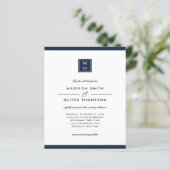 HAUSHALT Classic Elegant Navy Blue Monogram Weddin (Stehend Vorderseite)