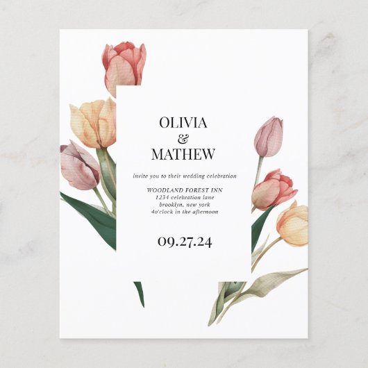 HAUSHALT Delikate Tulip Watercolor Frame Wedding (Vorderseite)