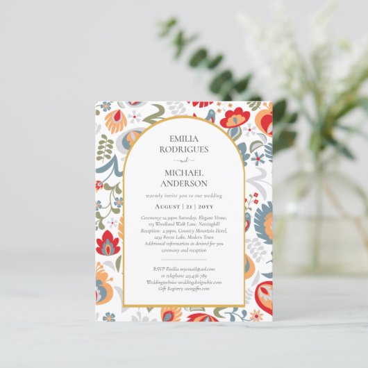 HAUSHALT Doppelseitige BILINGUALE Hochzeit Folk Ar (Stehend Vorderseite)