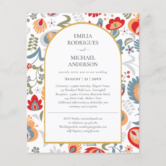 HAUSHALT Doppelseitige BILINGUALE Hochzeit Folk Ar (Rückseite)