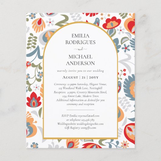 HAUSHALT Doppelseitige BILINGUALE Hochzeit Folk Ar (Vorderseite)