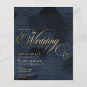 HAUSHALT Dunkelblau, Gold Painterly Wedding Einlad (Vorderseite)