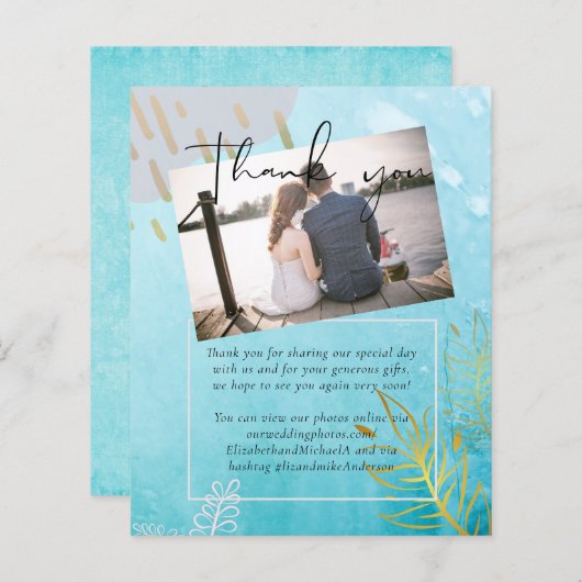 HAUSHALT DustyTeal Abstrakte Hochzeit (Vorne/Hinten)