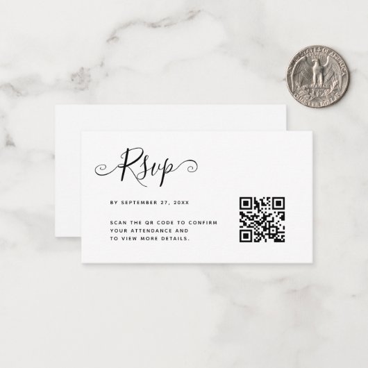 HAUSHALT Einfache Minimalistische QR Code UAWG Wed Mitteilungskarte (Vorderseite/Rückseite Beispiel)