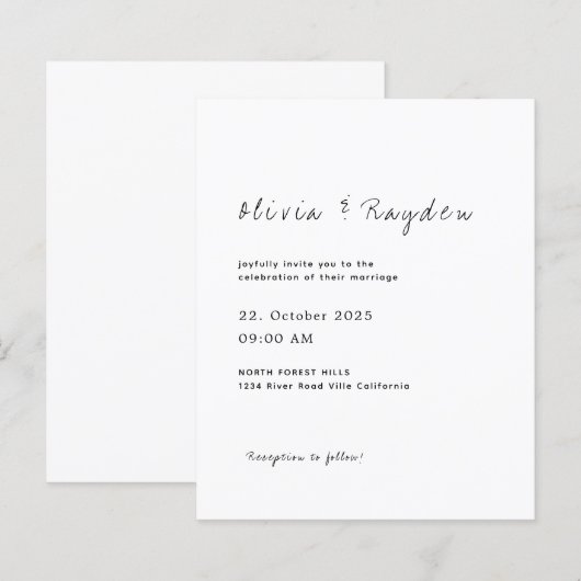 HAUSHALT Einfache Minimalistische SkriptWedding (Vorne/Hinten)