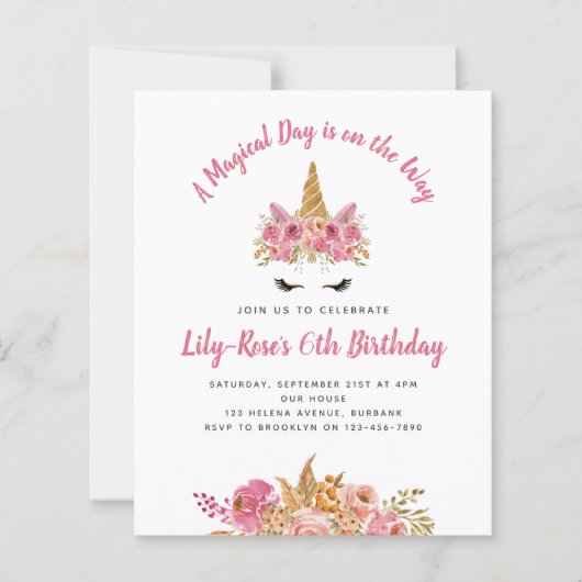 HAUSHALT Einhorngesicht Geburtstagseinladung (Vorderseite)