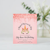 HAUSHALT Einhorngesicht Glitzer Geburtstag Einladu (Stehend Vorderseite)