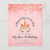 HAUSHALT Einhorngesicht Glitzer Geburtstag Einladu (Vorderseite)