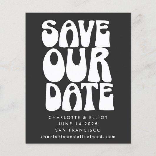 Haushalt Einzigartiger Groovy 70er Save the Date S (Vorderseite)