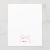 HAUSHALT Elegant Blush Pink Bow Monogram Wedding (Rückseite)