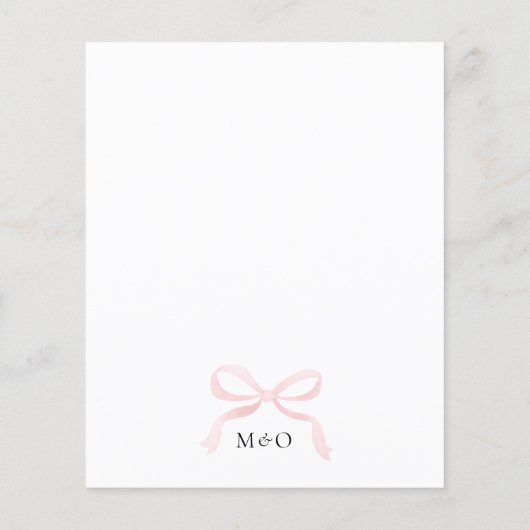 HAUSHALT Elegant Blush Pink Bow Monogram Wedding (Rückseite)