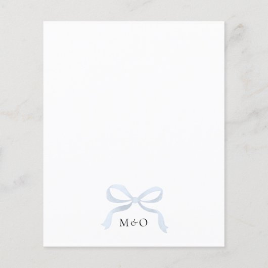 HAUSHALT Elegant Dusty Blue Bow Monogram Wedding (Rückseite)