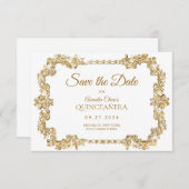 HAUSHALT Elegant Elfenbeinweißer Goldrahmen Quince Mitteilungskarte (Vorne/Hinten)