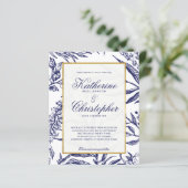 HAUSHALT Elegant Navy Blue Gold Botanische Hochzei (Stehend Vorderseite)