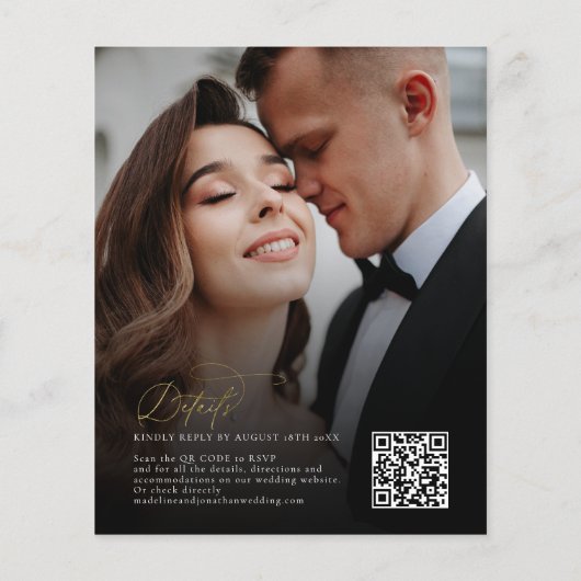 HAUSHALT Elegante Black Gold QR Code UAwg Wedding (Rückseite)