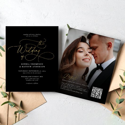 HAUSHALT Elegante Black Gold QR Code UAwg Wedding
