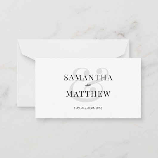 HAUSHALT Eleganter Minimalistischer Hochzeitsberic Mitteilungskarte (Rückseite)