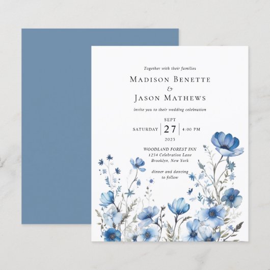 HAUSHALT Elegantes Bohemisches Dusty Blue Floral W (Vorne/Hinten)