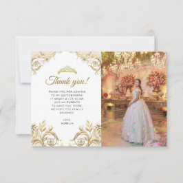 HAUSHALT Elegantes White Gold Foto Quinceañera Mitteilungskarte