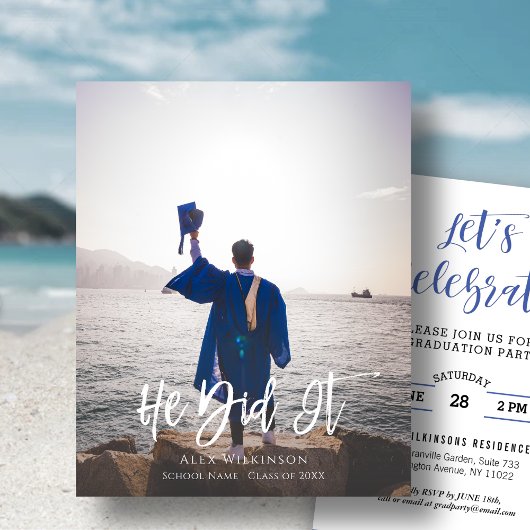 HAUSHALT Er tat es moderne Foto Grad Einladung