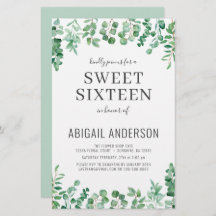 Haushalt Eukalyptus 16 . Geburtstag Party Einladun