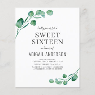 Haushalt Eukalyptus 16 . Geburtstag Party Einladun Flyer