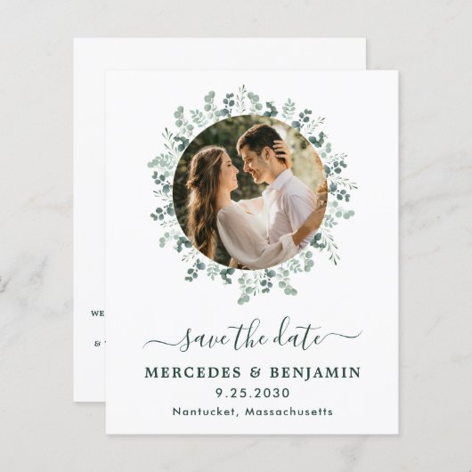 Haushalt Eukalyptus Foto QR Save the Date (Vorne/Hinten)