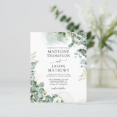 HAUSHALT Eukalyptus Gold Grüne Hochzeit Einladung (Stehend Vorderseite)