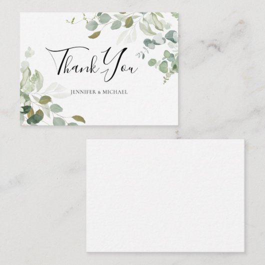 HAUSHALT Eukalyptus Greenerity Wedding Vielen Dank Mitteilungskarte (Vorne/Hinten)