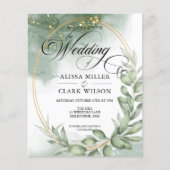 HAUSHALT Eukalyptus Grüne Gold Hochzeit Einladung (Vorderseite)