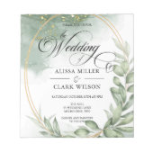 HAUSHALT Eukalyptus Grüne Gold Hochzeit Einladung Notizblock (Vorderseite)