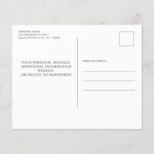 Haushalt Eukalyptus Rustikales Holz Save the Date (Rückseite)